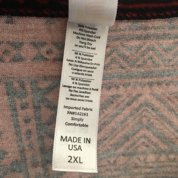 LuLaRoe Red and Black Pattern Classic T - Picture 6 of 6